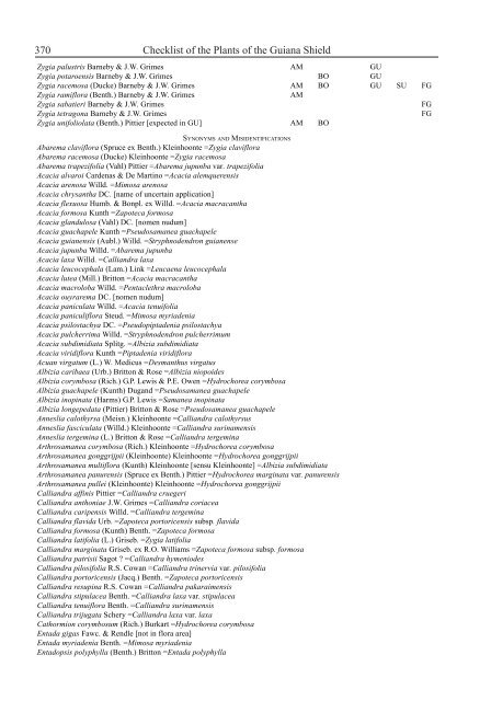 Checklist of the Plants of the Guiana Shield - Department of Botany ...