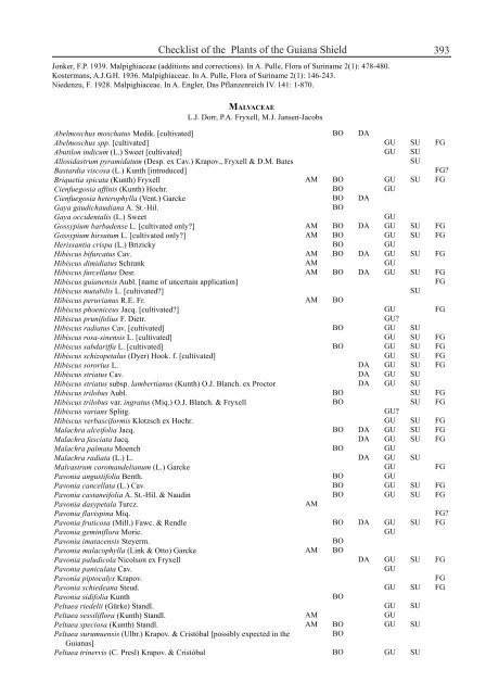 Checklist of the Plants of the Guiana Shield - Department of Botany ...