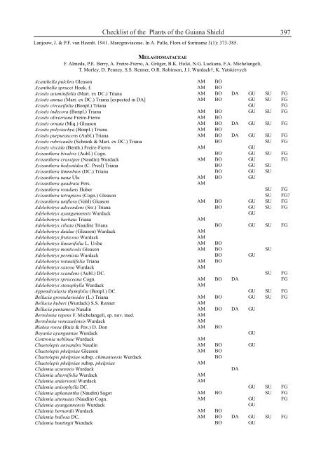 Checklist of the Plants of the Guiana Shield - Department of Botany ...