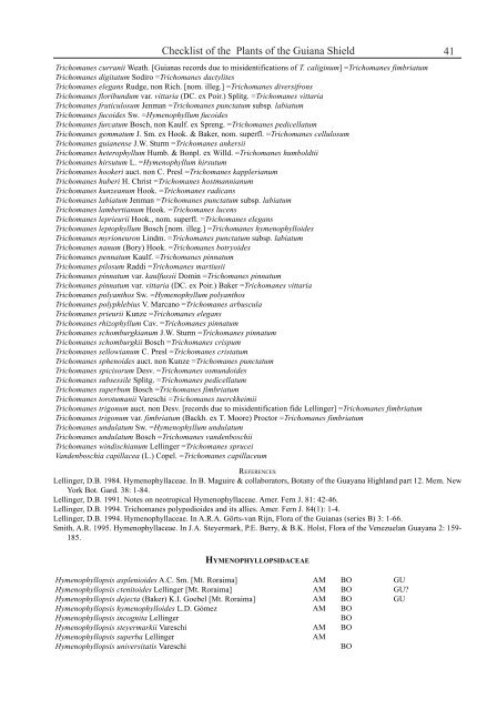 Checklist of the Plants of the Guiana Shield - Department of Botany ...