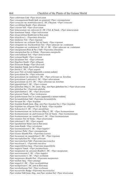 Checklist of the Plants of the Guiana Shield - Department of Botany ...