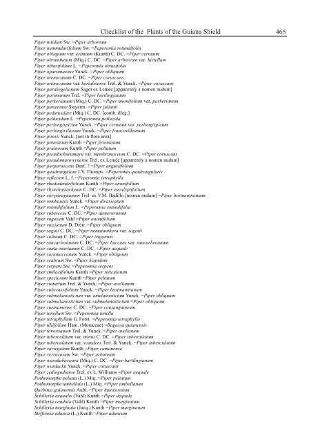 Checklist of the Plants of the Guiana Shield - Department of Botany ...