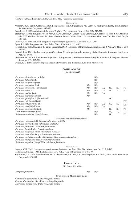 Checklist of the Plants of the Guiana Shield - Department of Botany ...