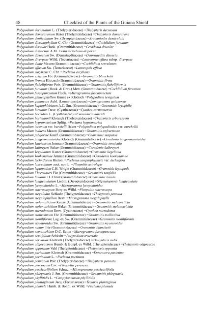 Checklist of the Plants of the Guiana Shield - Department of Botany ...