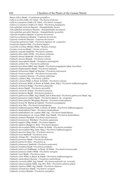 Checklist of the Plants of the Guiana Shield - Department of Botany ...