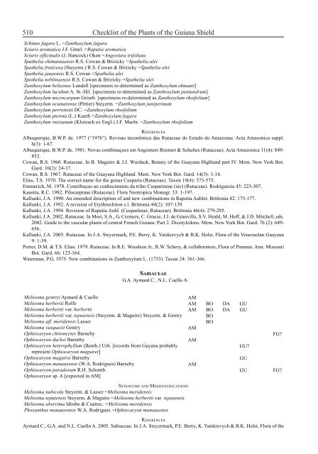 Checklist of the Plants of the Guiana Shield - Department of Botany ...