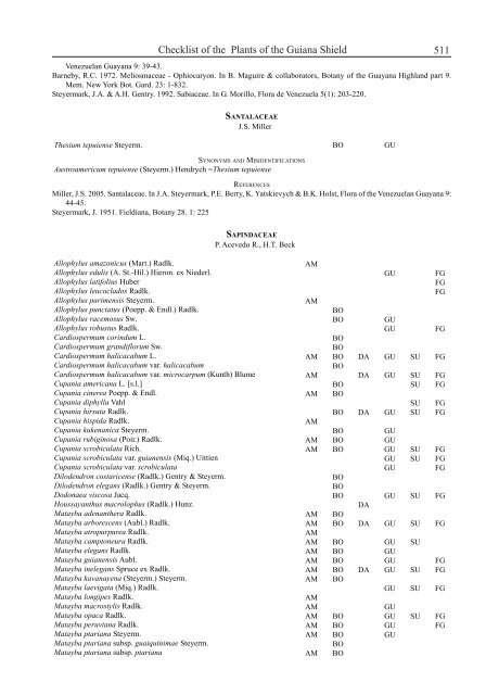 Checklist of the Plants of the Guiana Shield - Department of Botany ...