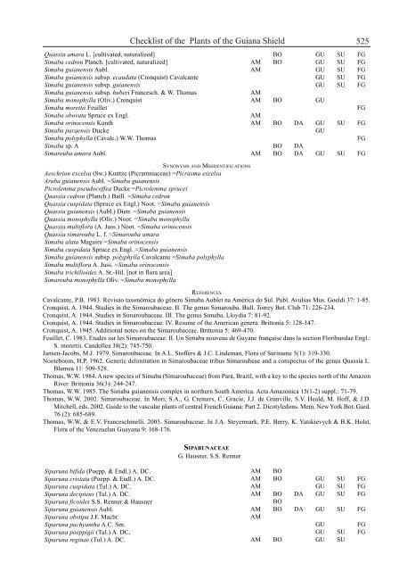 Checklist of the Plants of the Guiana Shield - Department of Botany ...