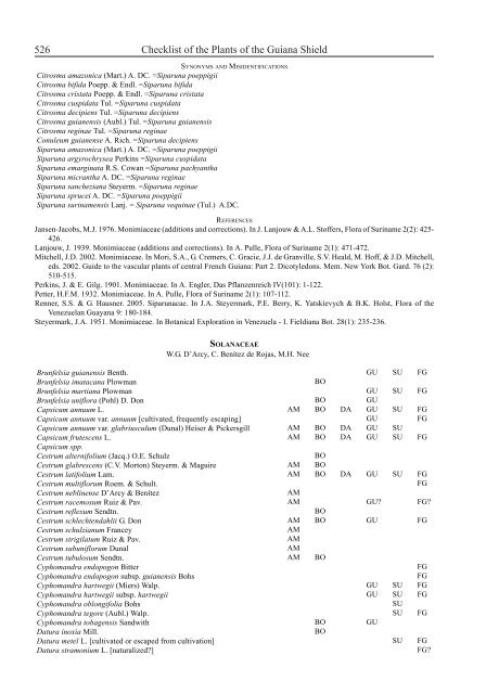 Checklist of the Plants of the Guiana Shield - Department of Botany ...