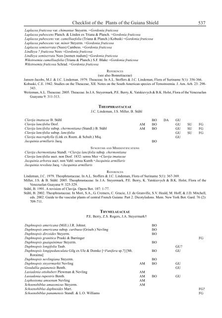 Checklist of the Plants of the Guiana Shield - Department of Botany ...