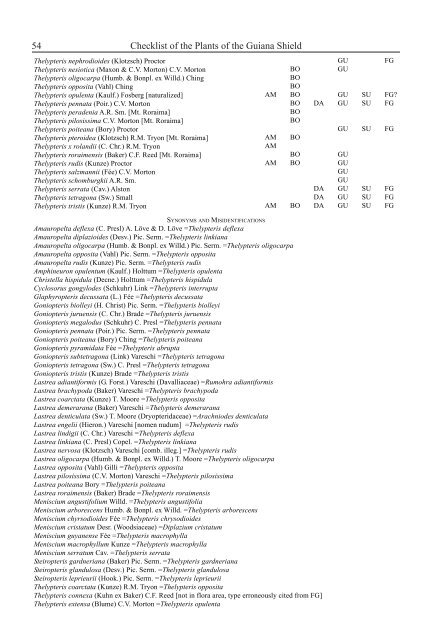 Checklist of the Plants of the Guiana Shield - Department of Botany ...