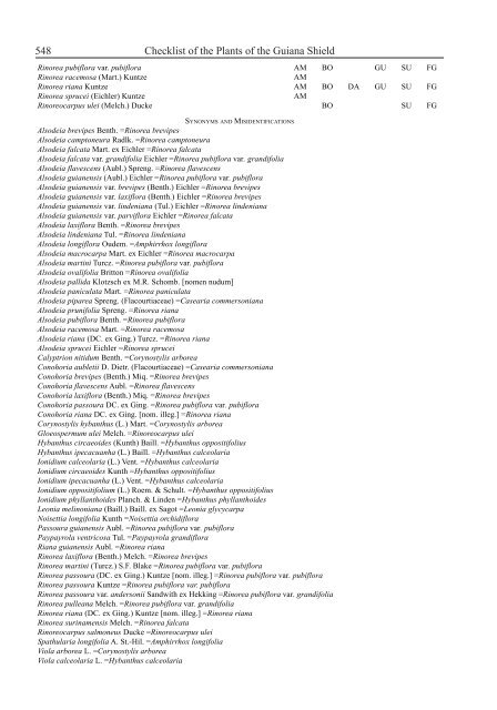 Checklist of the Plants of the Guiana Shield - Department of Botany ...