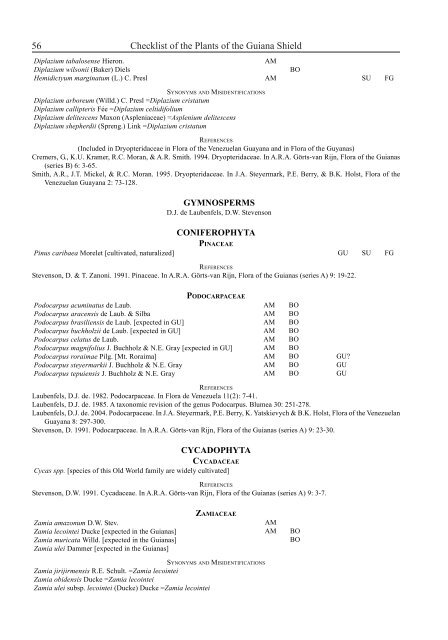 Checklist of the Plants of the Guiana Shield - Department of Botany ...