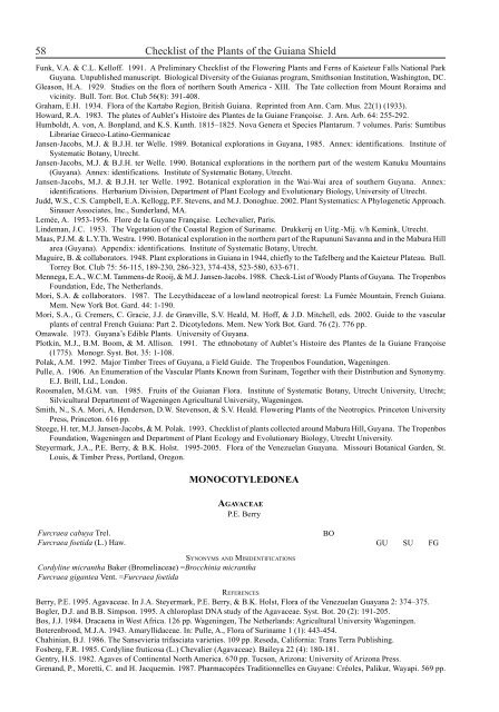 Checklist of the Plants of the Guiana Shield - Department of Botany ...