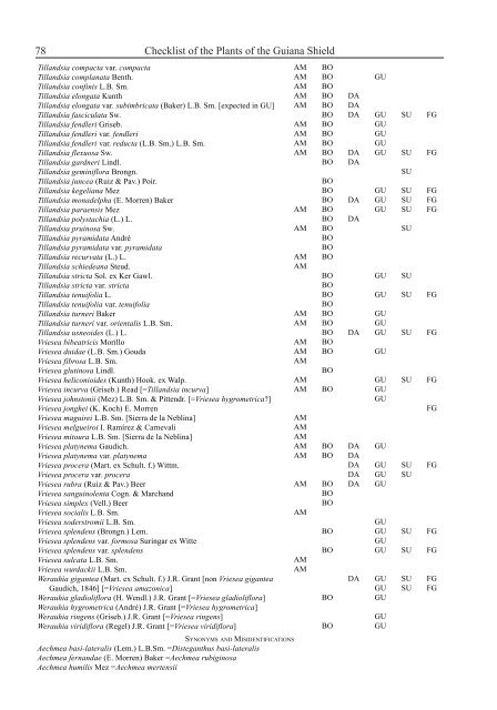 Checklist of the Plants of the Guiana Shield - Department of Botany ...