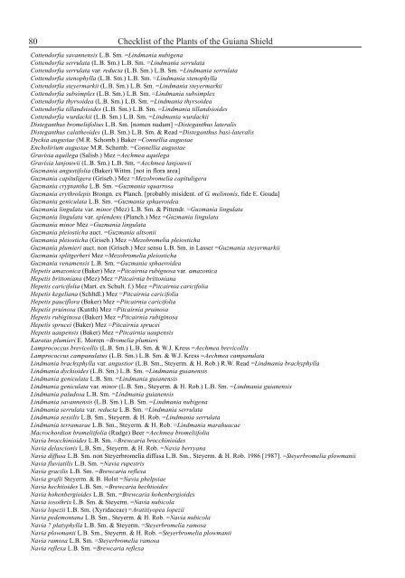 Checklist of the Plants of the Guiana Shield - Department of Botany ...