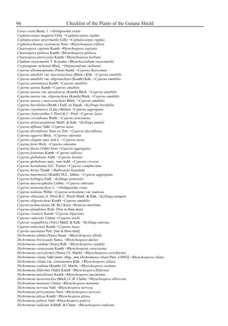 Checklist of the Plants of the Guiana Shield - Department of Botany ...