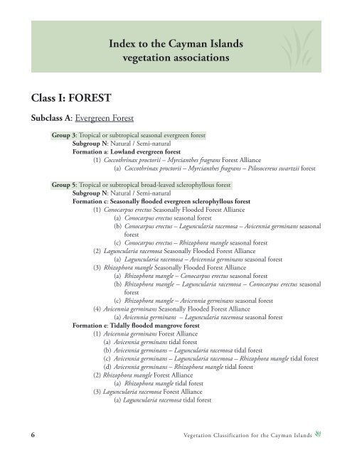 Vegetation Classification for the Cayman Islands