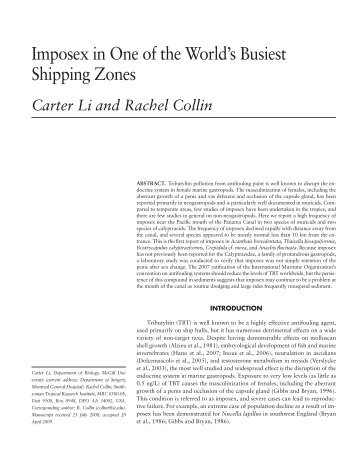Imposex in One of the World's Busiest Shipping - Smithsonian ...