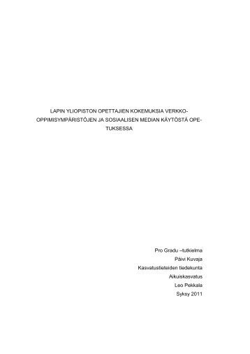 LAPIN YLIOPISTON OPETTAJIEN KOKEMUKSIA VERKKO ... - Doria