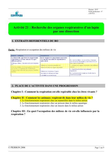 CSVT21-recherche des organes respiratoires d'un lapin ... - Pierron