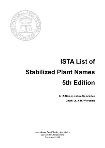ISTA List of Stabilized Plant Names.indd - International Seed Testing ...