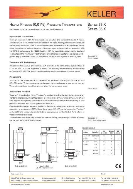 Data Sheet Series 33 X 35 X Keller Ag