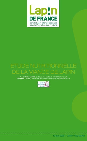 ETUDE NUTRITIONNELLE DE LA VIANDE DE ... - Lapin de France