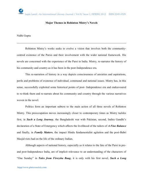 Download Rohinton Mistry Novels Background