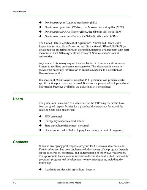 New Pest Response Guidelines - aphis - US Department of Agriculture