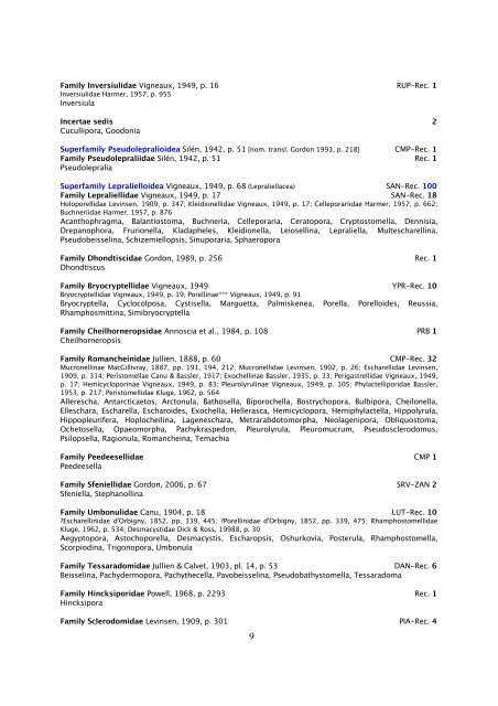 BRYOZOA: CHEILOSTOMATA Interim classification for Treatise ...