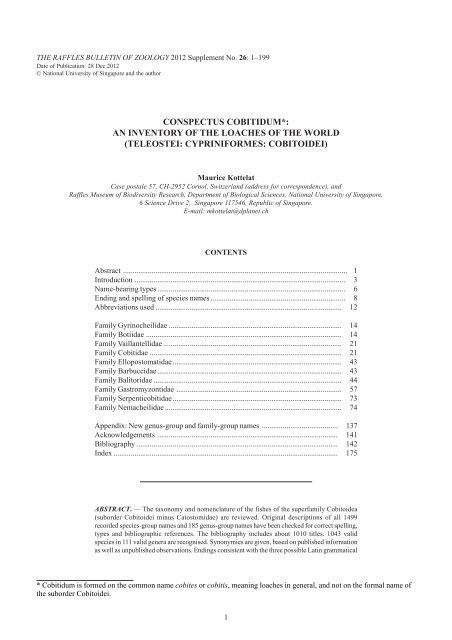 Conspectus cobitidum - Raffles Museum of Biodiversity Research