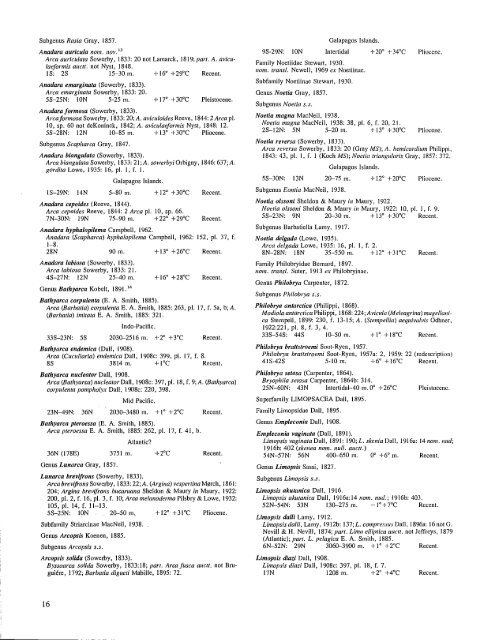 Catalogue of the Living Bivalvia of the Eastern Pacific Ocean ...