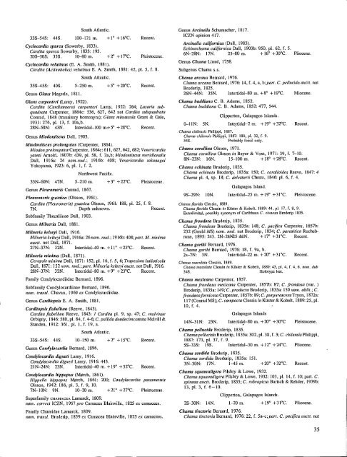 Catalogue of the Living Bivalvia of the Eastern Pacific Ocean ...