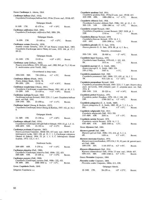 Catalogue of the Living Bivalvia of the Eastern Pacific Ocean ...