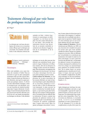 Traitement chirurgical par voie basse du prolapsus rectal extériorisé