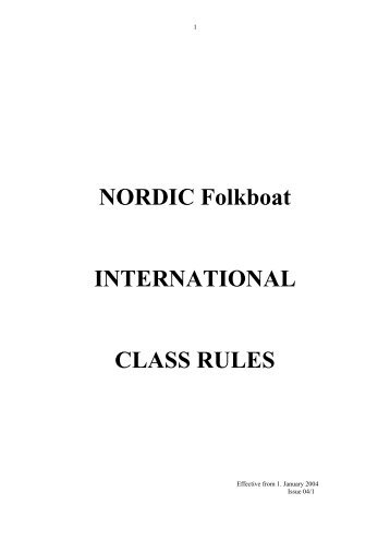 NORDIC Folkboat INTERNATIONAL CLASS RULES - Folk France