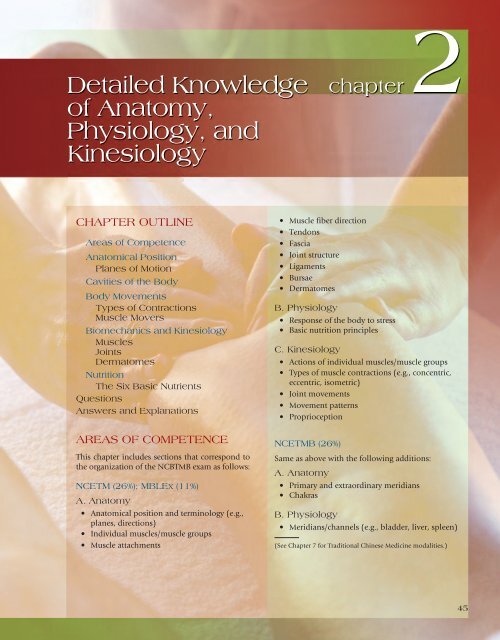 Detailed Knowledge of Anatomy, Physiology, and Kinesiology