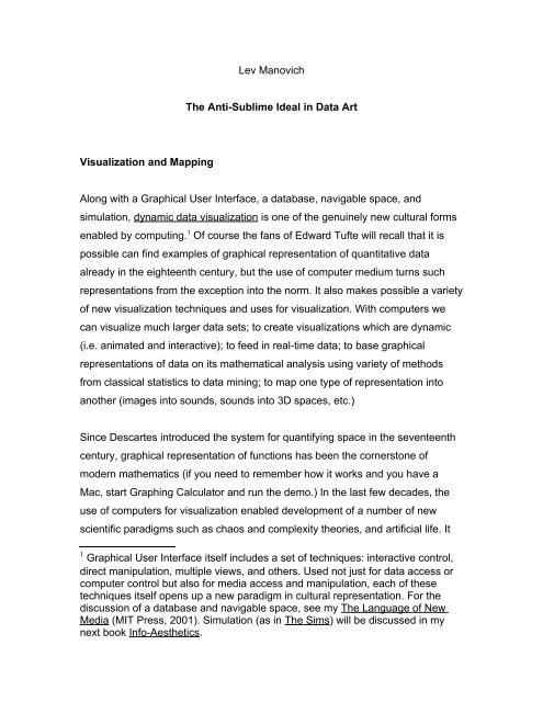 Lev Manovich The Anti-Sublime Ideal in Data Art ... - Meetopia.net