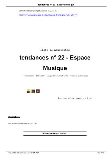 tendances n° 22 - Espace Musique - Médiathèque Jacques BAUMEL
