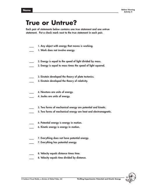 Thrilling Experiments: Potential and Kinetic Energy