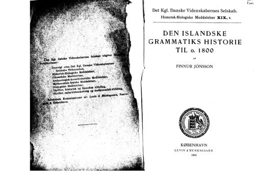 DEN ISLANDSKE GRA-MMATIKS HISTORIE TIL o ... - septentrionalia