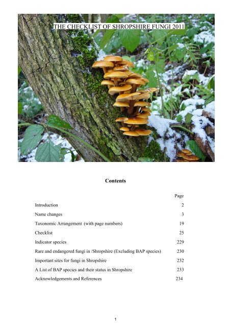 The Checklist of Shropshire Fungi 2011 - Shropshire Fungus Group