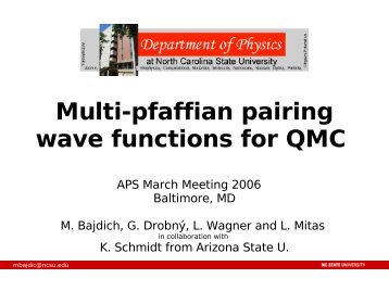 Multi-pfaffian pairing wave functions for QMC