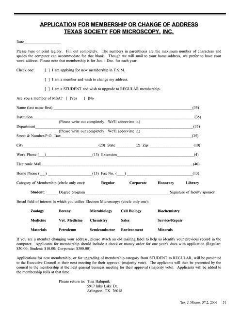 Texas Journal of Microscopy - Texas Society for Microscopy