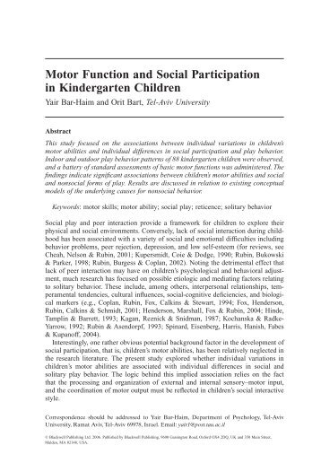 Motor Function and Social Participation in Kindergarten Children