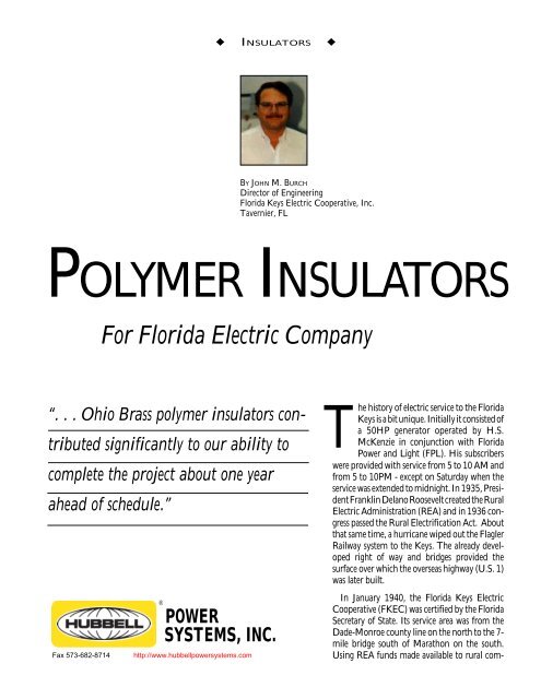POLYMER INSULATORS - Hubbell Power Systems