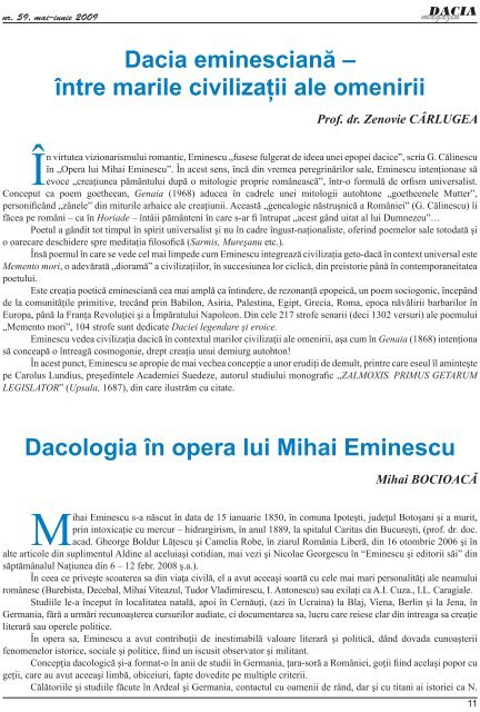 De ce Eminescu? - Dacia.org