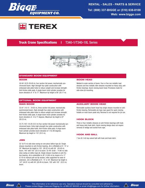 Terex T340xl Load Chart