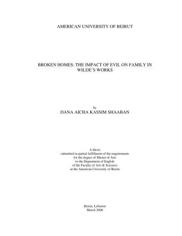 BROKEN HOMES: THE IMPACT OF EVIL ON FAMILY IN